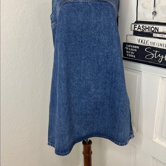 FRAME Molino Micro Flare Denim Mini Dress Size M - Picture 7 of 11